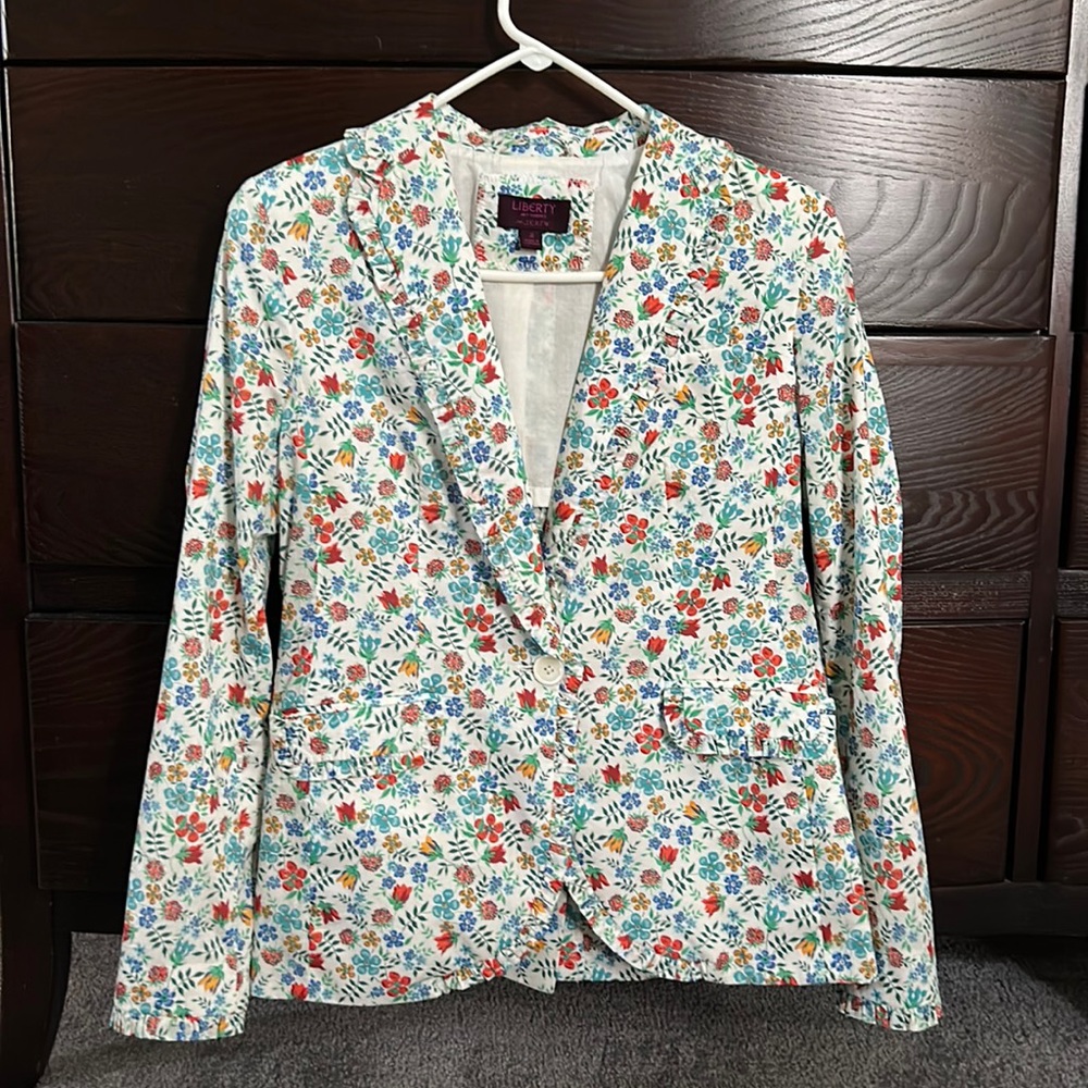 J.Crew Liberty of London ruffle trim blazer size 2